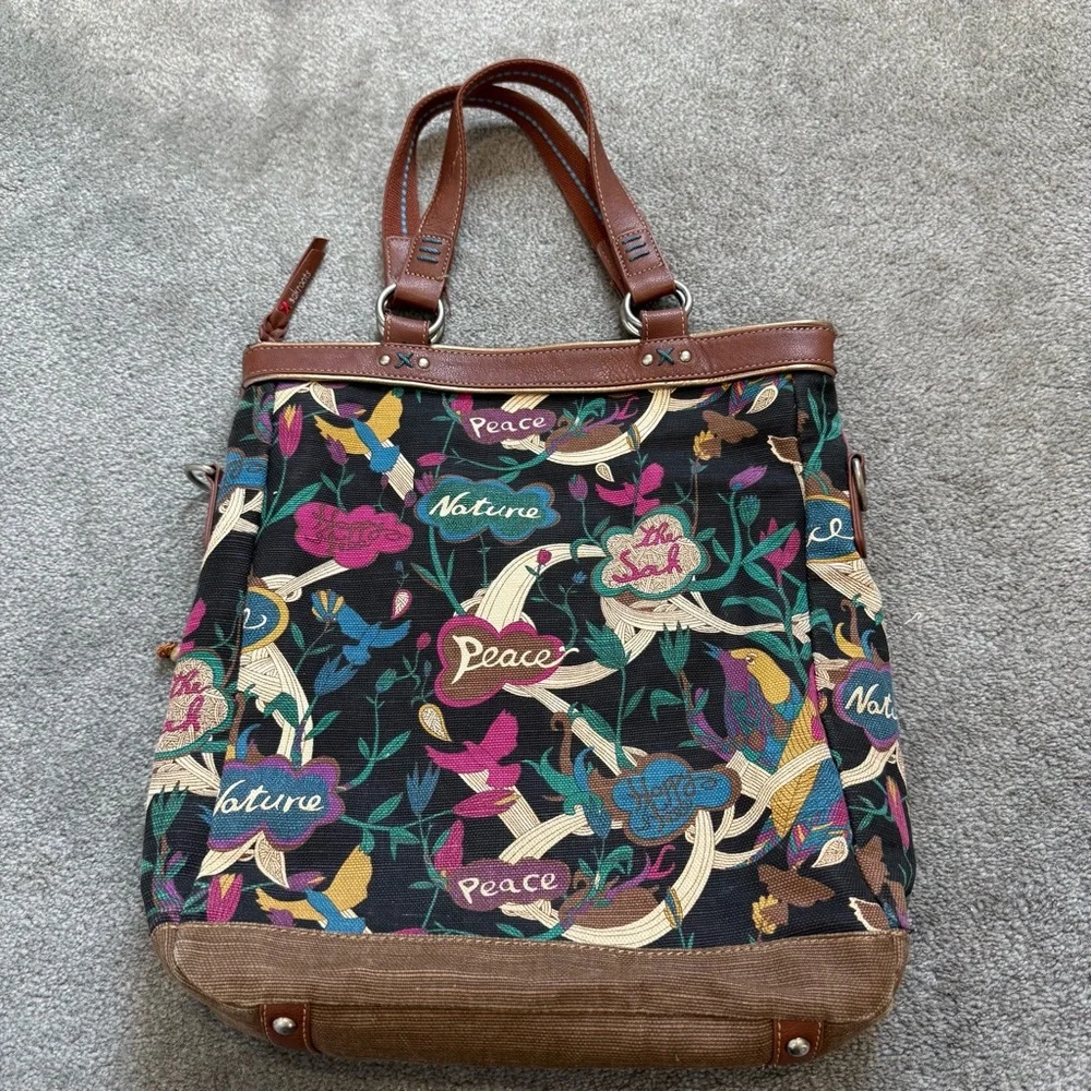 The Sak SAKROOTS Artist Circle Artillery Peace Nature Print Handbag Purse - Picture 2 of 12